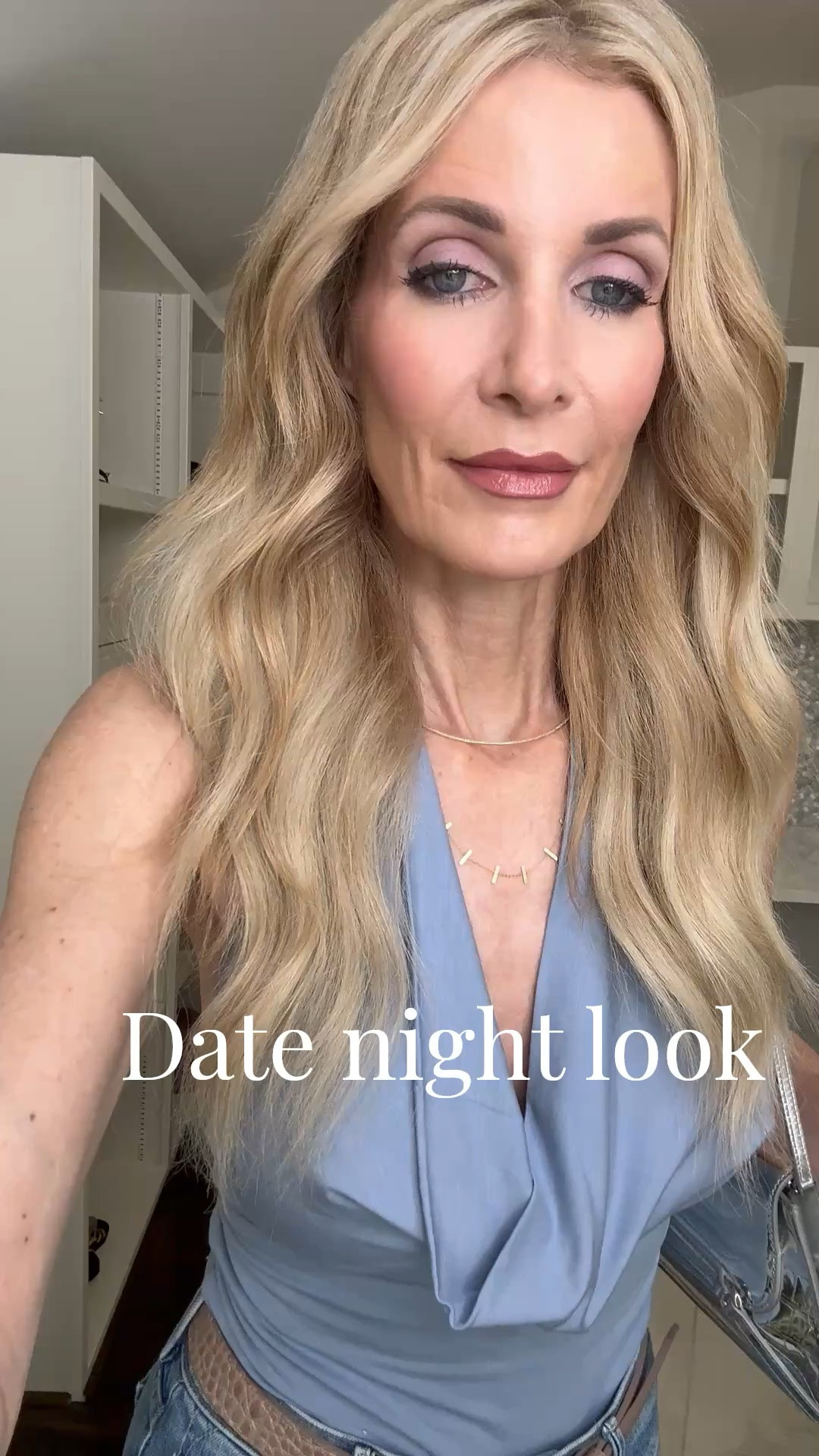 Date night outfit idea with universally flattering jeans and a chic blue halter top that makes the whole look feel elevated and effortless.

These jeans are so flattering and truly give you legs for days. I’m wearing an XS in the top and a size 24 in the denim. #LTKStyleTip #LTKOver40 #DateNightOutfit #DenimOutfit
 

 #LTKootd #LTKSeasonal #LTKOver40
