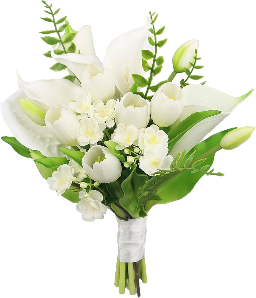 Rinlong 11.8 Inch Silk Posy Bouquet Wedding Bouquets for Bride Artificial Small Bridal Bouquet fo... | Amazon (US)