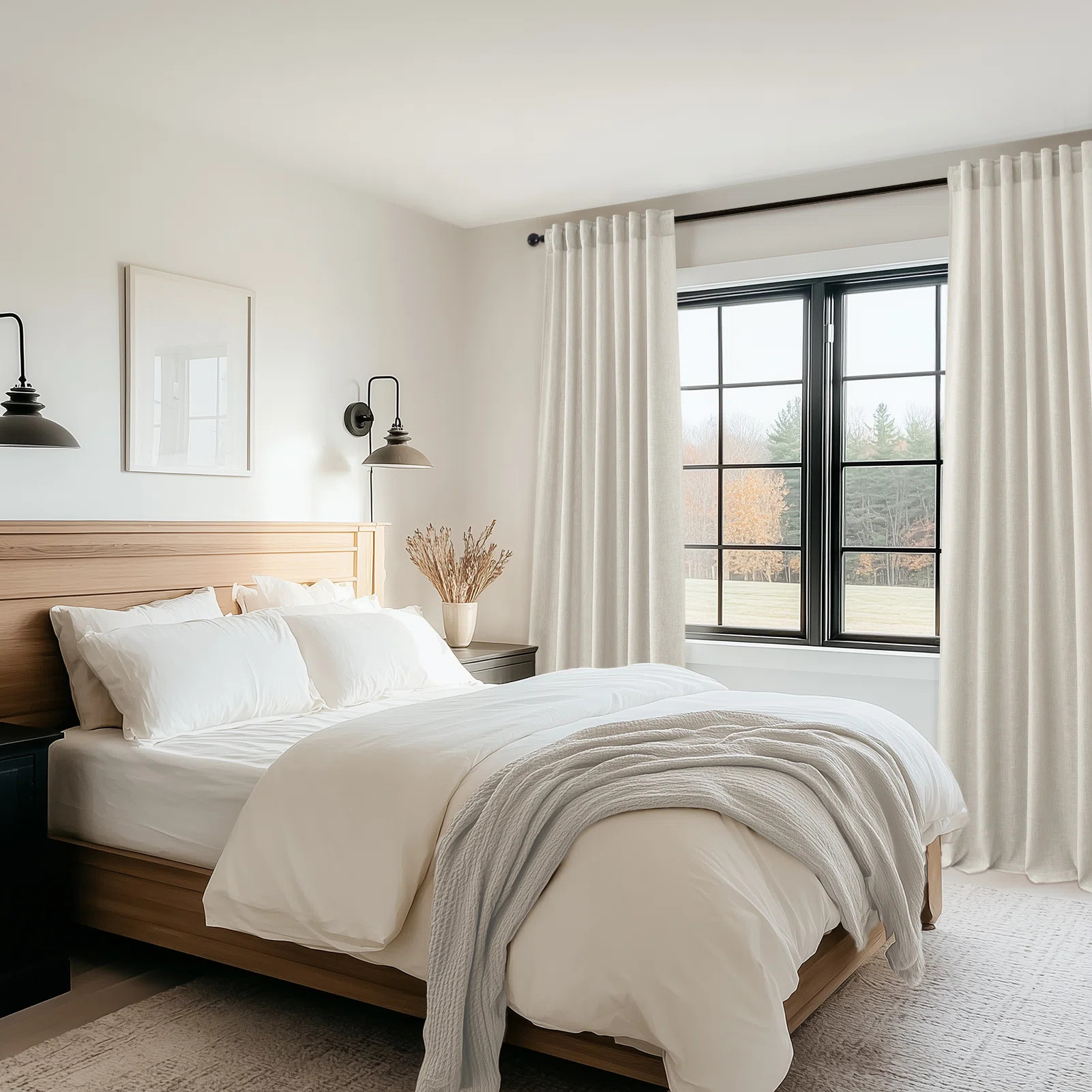 Latitude Run® Linen Back Tab Curtains,Light Filtering Curtain, Thick Linen Textured Semi Sheer D... | Wayfair North America