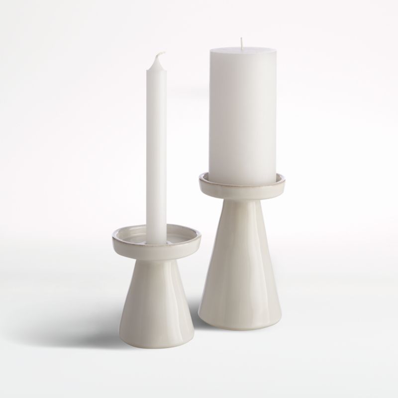 Marin White Taper/Pillar Candle Holders | Crate and Barrel | Crate & Barrel