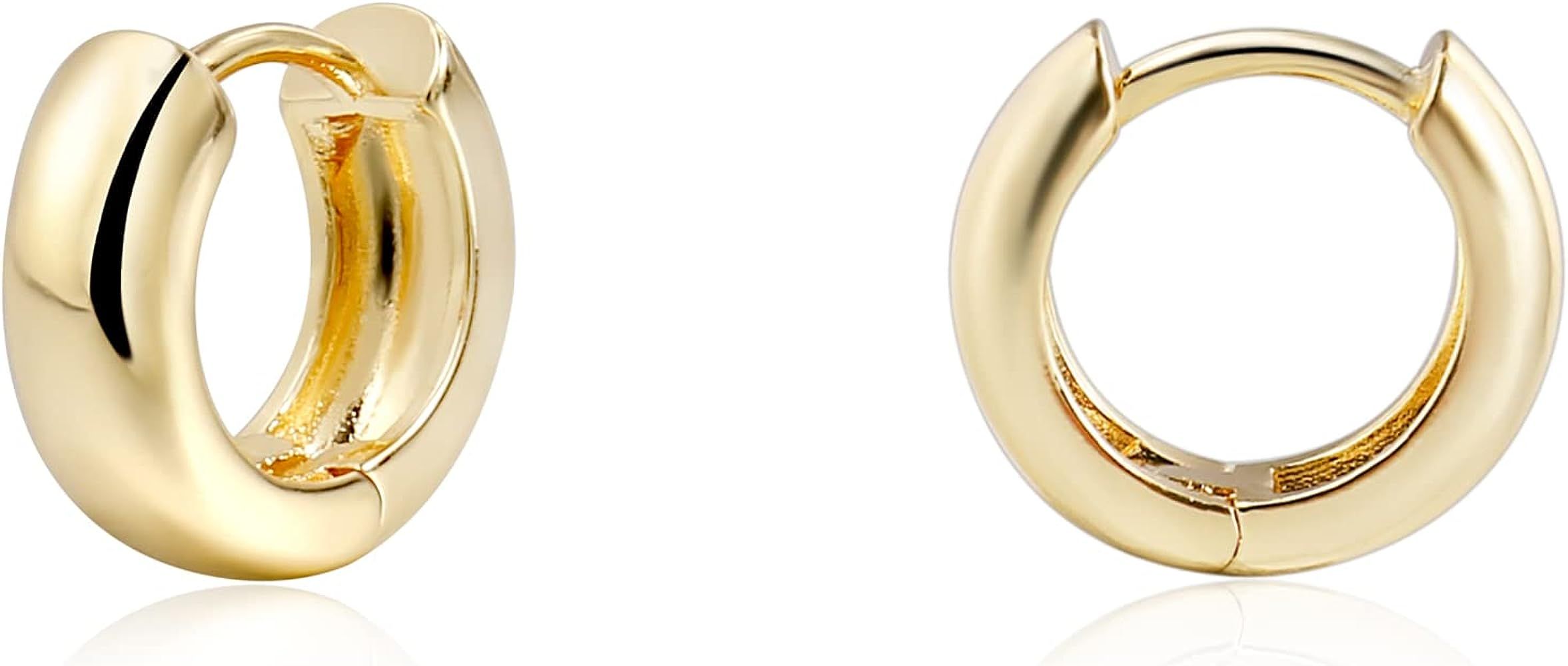 CONRAN KREMIX Small Thick Gold Chunky Hoop Earrings Lightweight Huggie Hoops For Women Girls | Amazon (US)