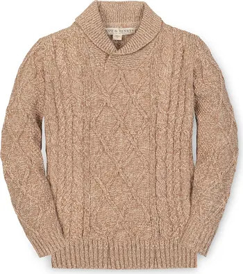 Kids' Organic Long Sleeve Shawl Collar Cable Sweater | Nordstrom