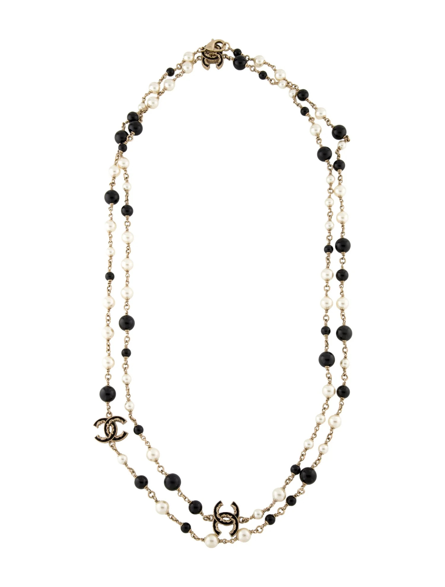 Chanel Faux Pearl, Resin & Enamel CC Long Station Necklace - Bead Strand, Necklaces - CHA1348493 ... | The RealReal