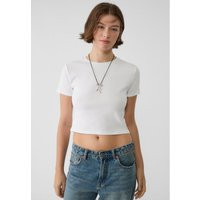 Stradivarius Short sleeve cropped T-shirt White S | Stradivarius (UK)
