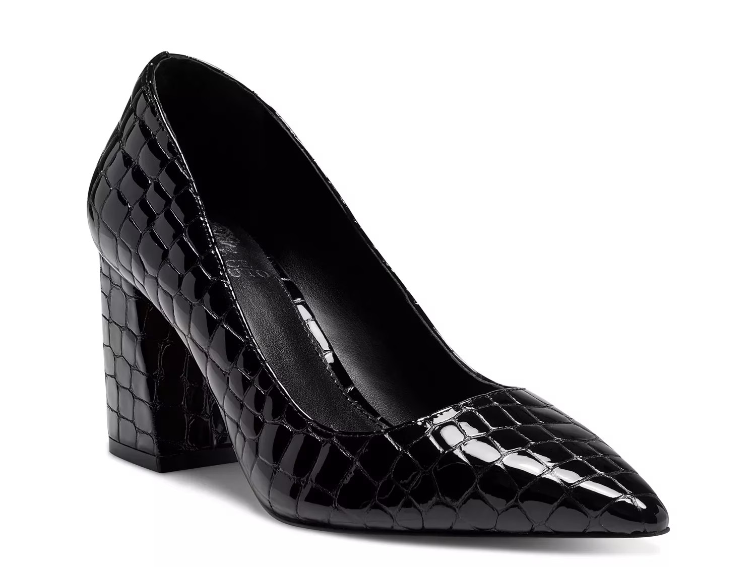 Vince Camuto Frittam Pump - Women's - Black Croc Embossed - Block | DSW
