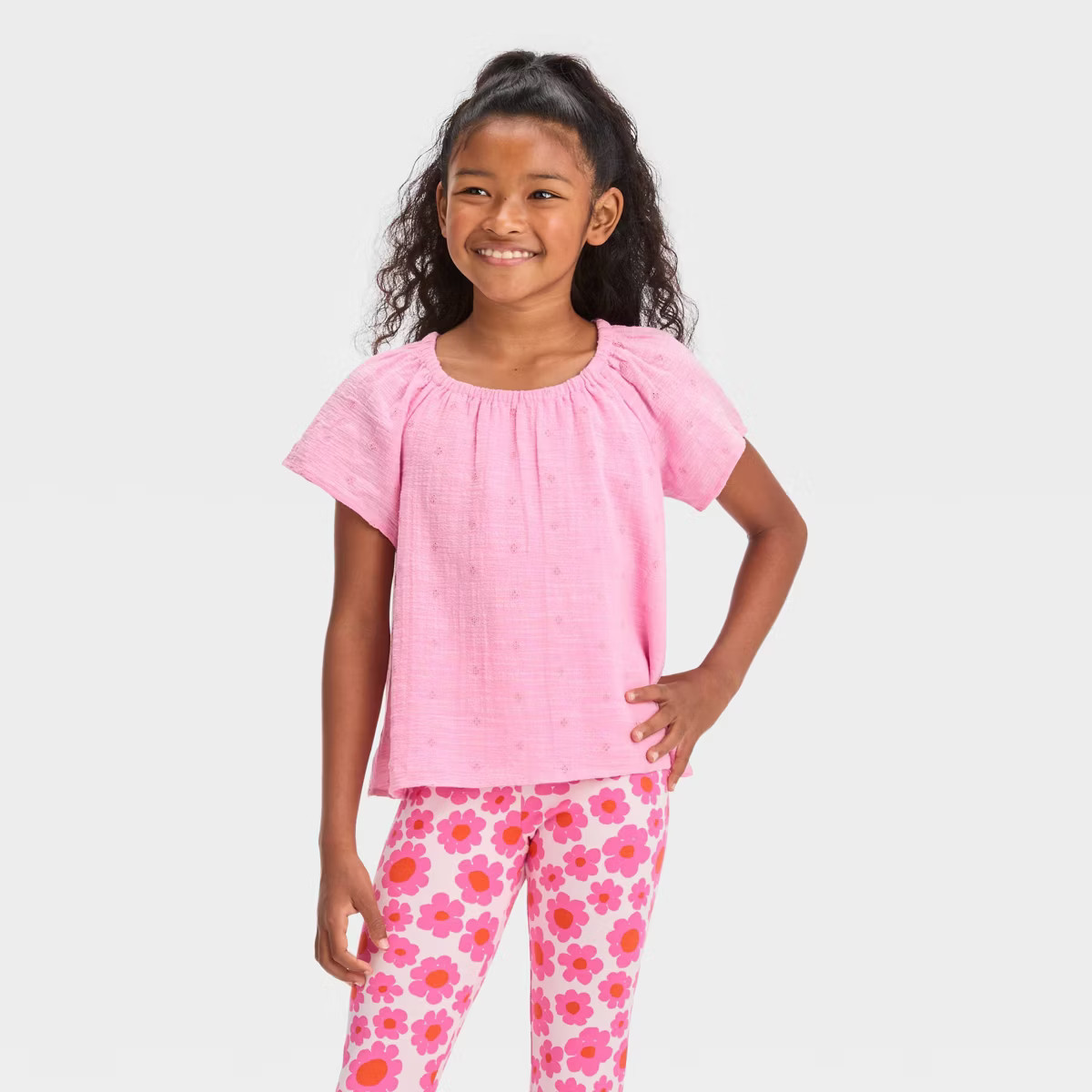 Girls' Short Sleeve Woven Shirt - Cat & Jack™ | Target