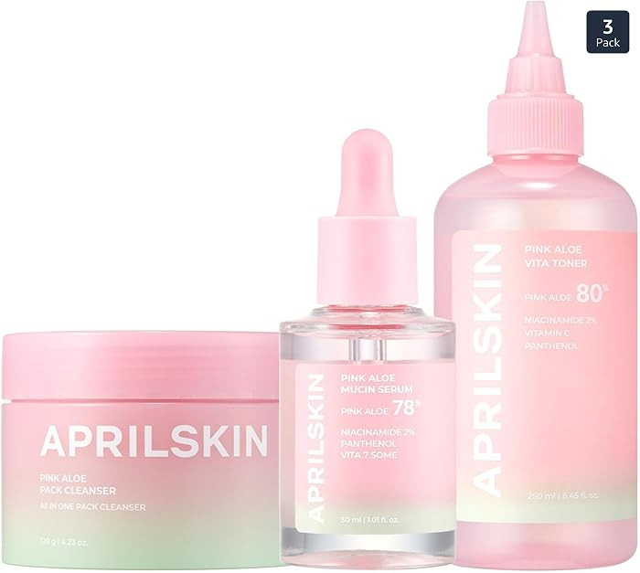 APRILSKIN Pink Aloe Facial Polish Cleanser with Vita Toner and Mucin Serum | Amazon (US)