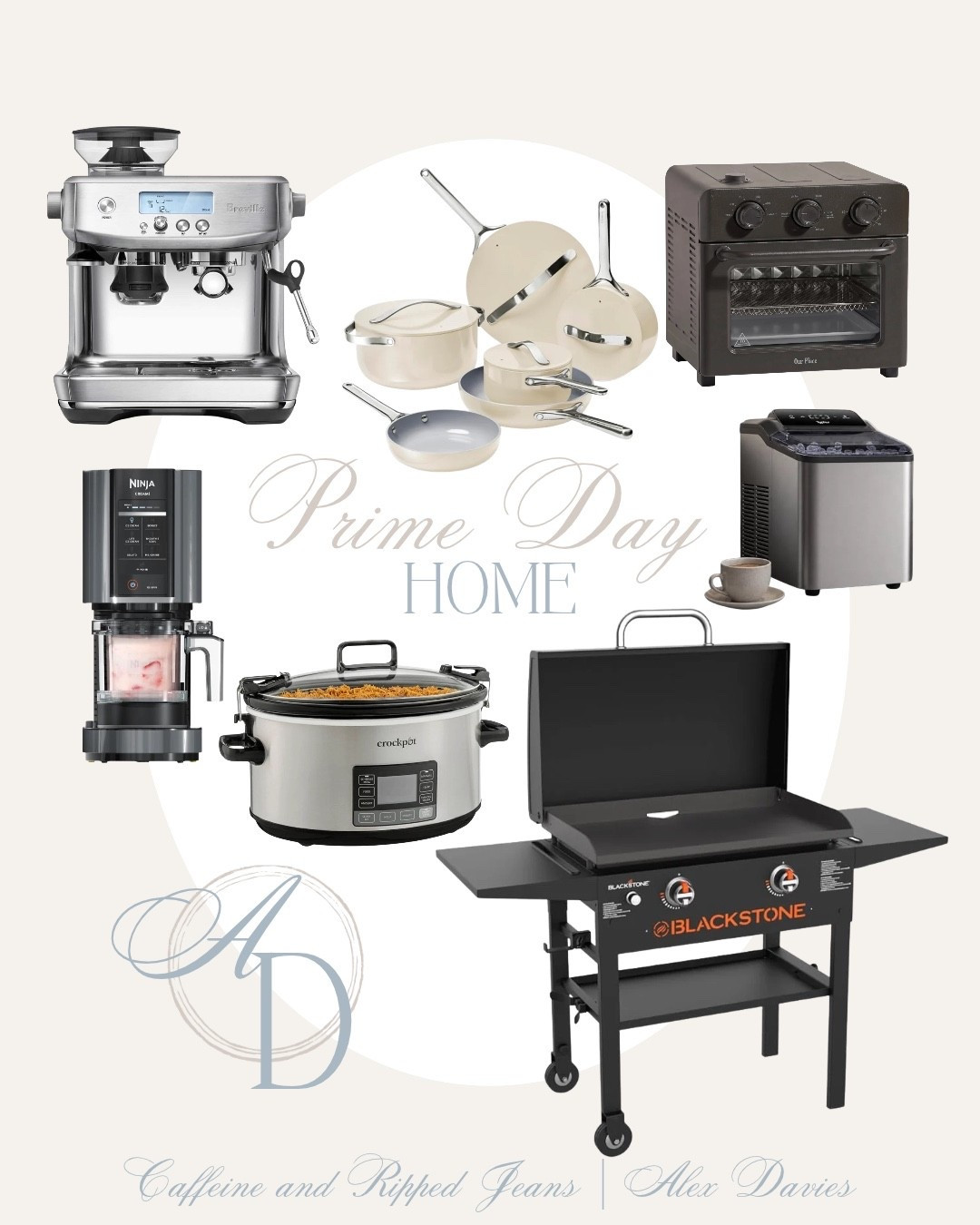 // prime day deals // Amazon prime days // Amazon deals // crockpot // blackstone grill // our place toaster oven // nugget ice maker // breville espresso machine // ninja creami // caraway home pots and pans //