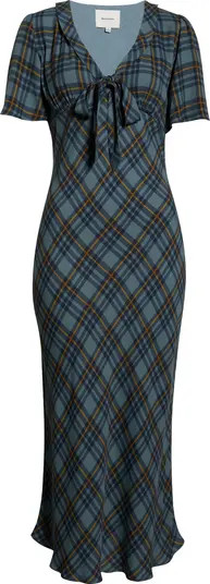 Tyra Plaid Crepe Midi Dress | Nordstrom