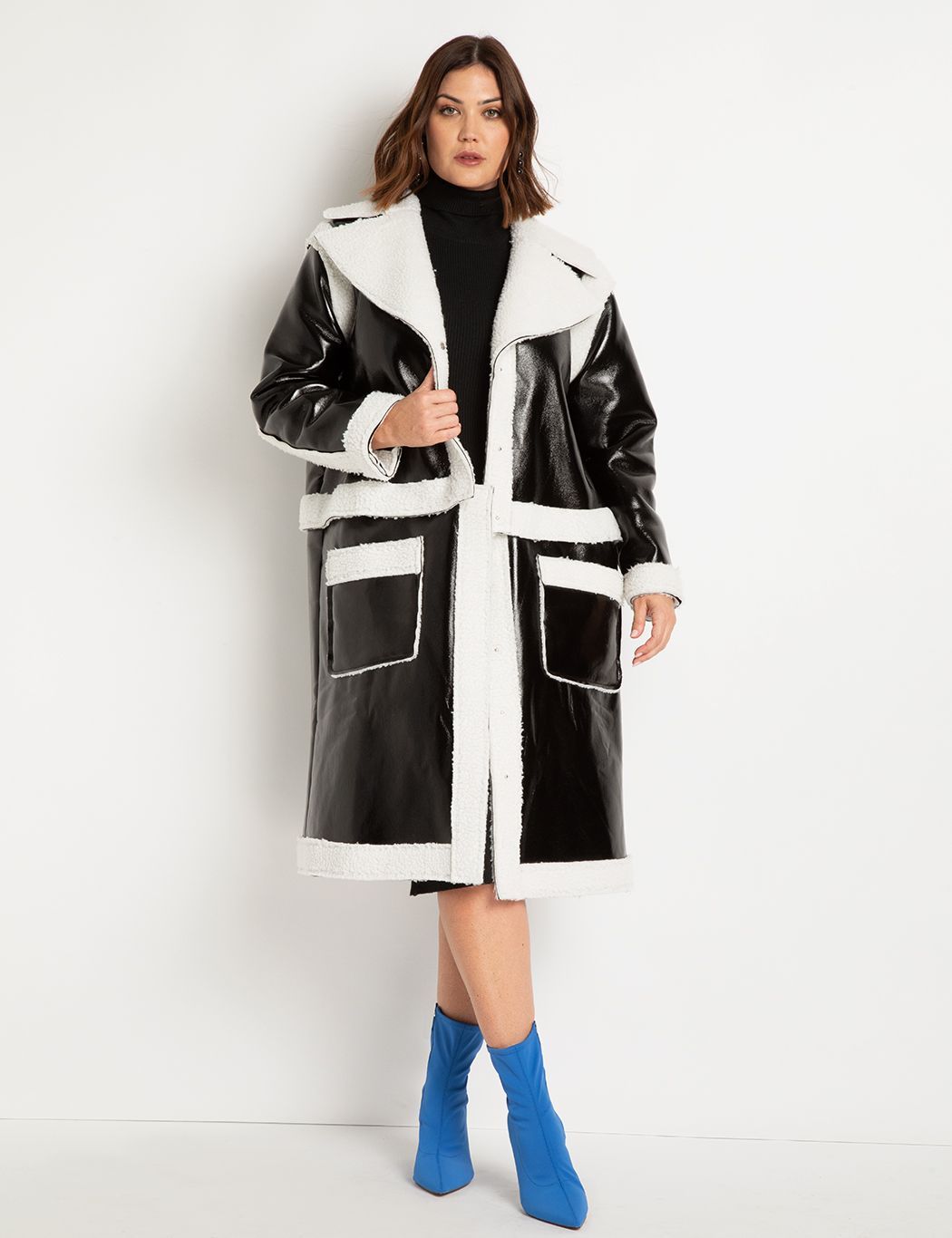 Convertible Sherpa Coat | Women's Plus Size Coats + Jackets | ELOQUII | Eloquii