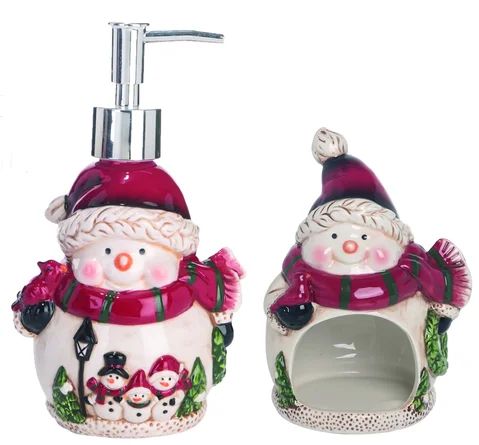 Patryk Dolomite Christmas Snowman 2 Piece Bathroom Accessory Set | Wayfair North America