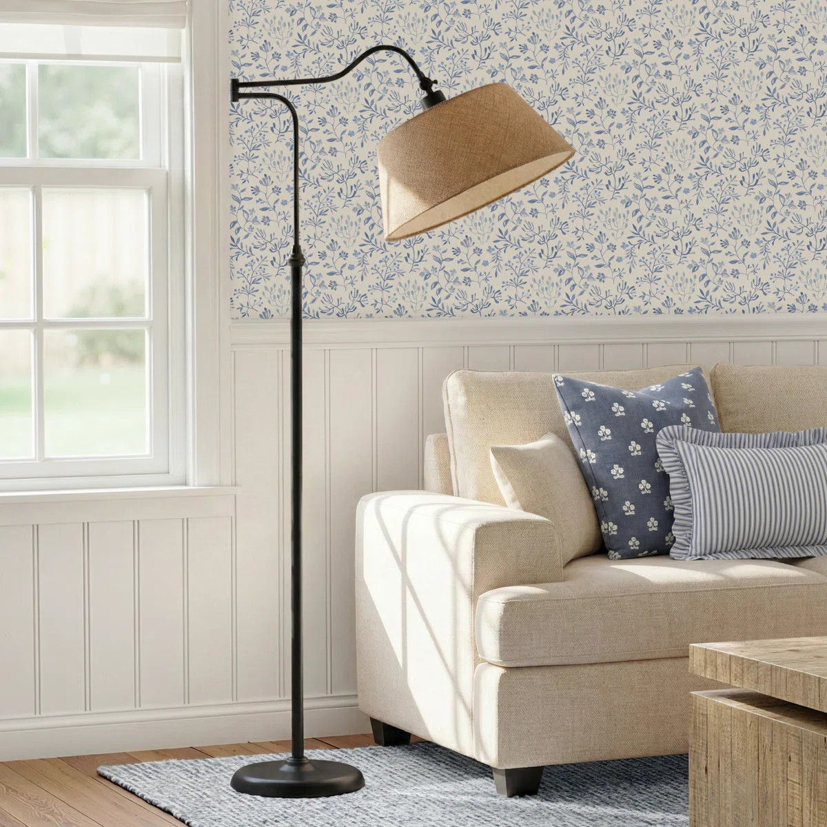 Theodora Dimmable Swing Arm Floor Lamp | Birch Lane