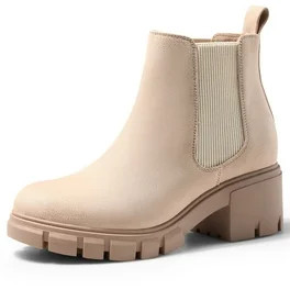 Difumos Women Fashion Platform Chelsea Boot Pull On Combat Booties Walking Anti-Slip Ankle Boots | Walmart (US)