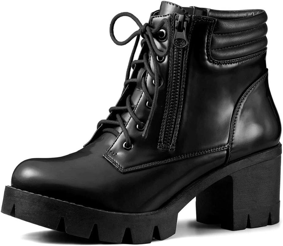 Allegra K Women's Block Heel Ankle Boots | Amazon (US)