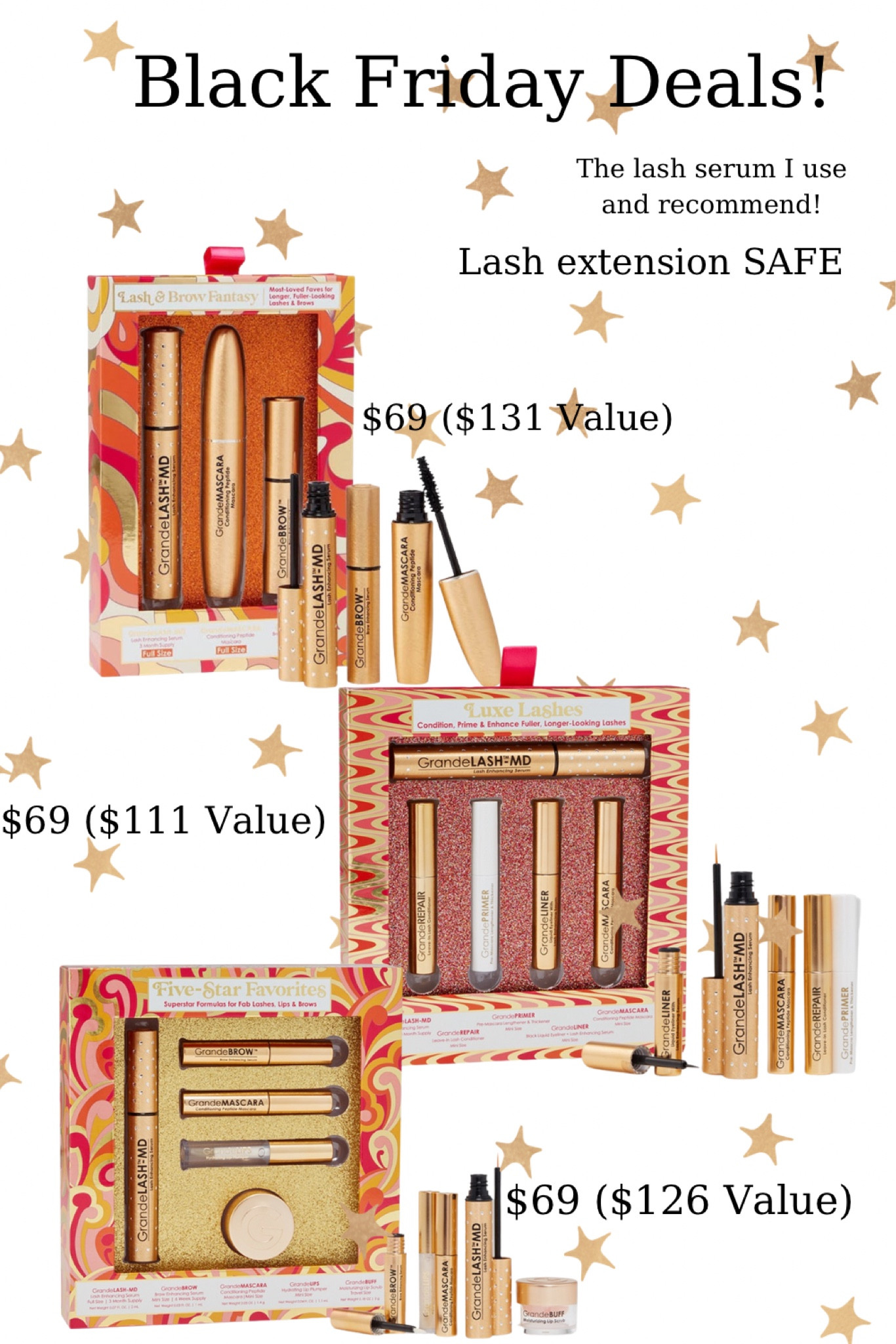 Grande lash value sets on sale for Black Friday! Major discounts🔥 Lash extension safe! 
#grandelash #lashserum #growthserum #lashes #sephorablackfriday #ultablackfriday #giftguide

#LTKGiftGuide #LTKCyberWeek #LTKHoliday