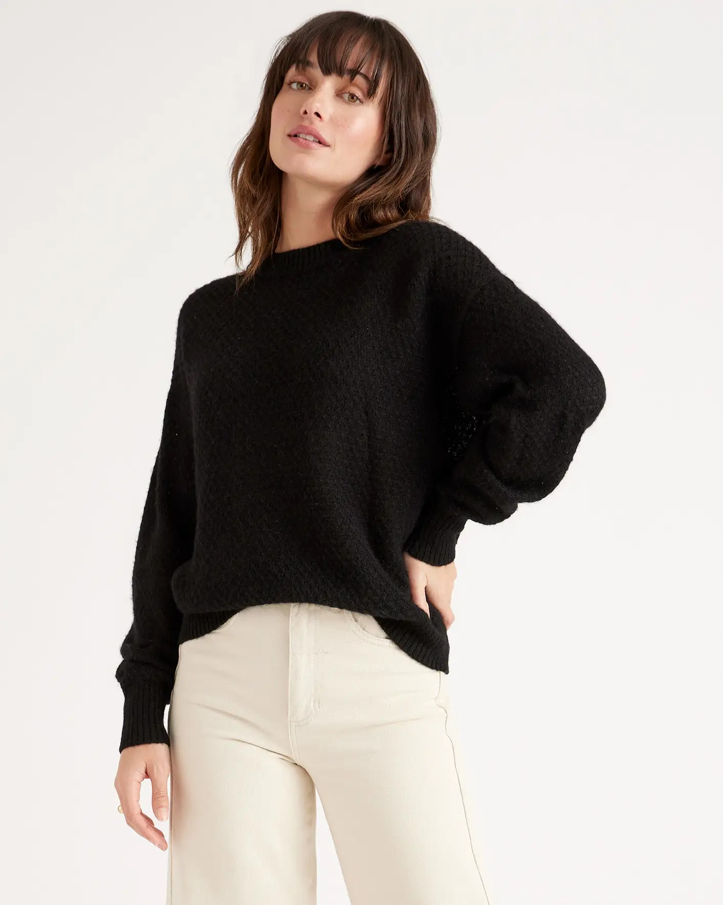 Baby Alpaca-Wool Diamond Stitch Crew | Quince