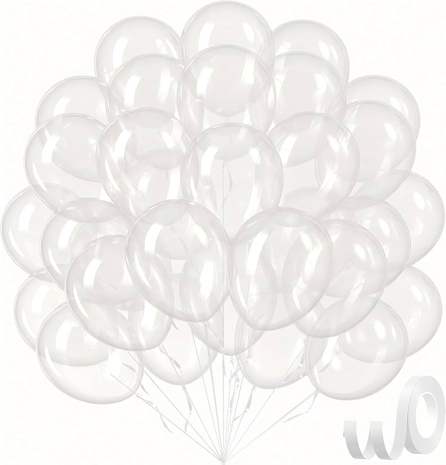 Clear Balloons 12 inch, Transparent Latex Balloons 50pcs Party Balloon for Baby Shower Wedding Br... | Amazon (US)
