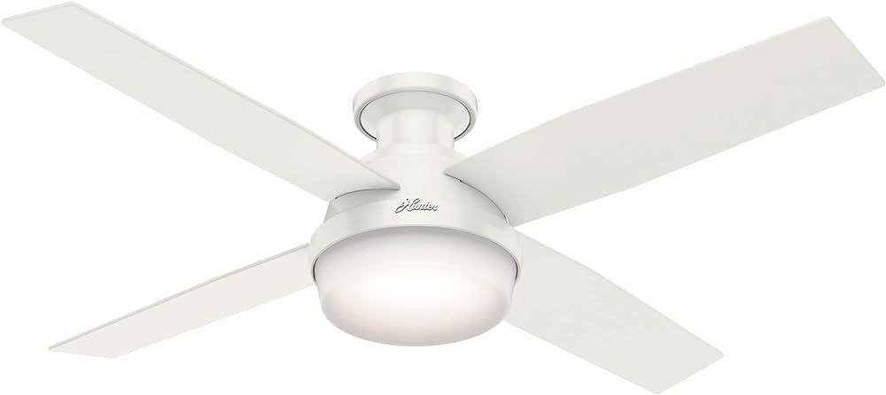 Hunter Fan Company 59242 52" Dempsey Indoor Low Profile Ceiling Fan with Light, Fresh White Finis... | Amazon (US)