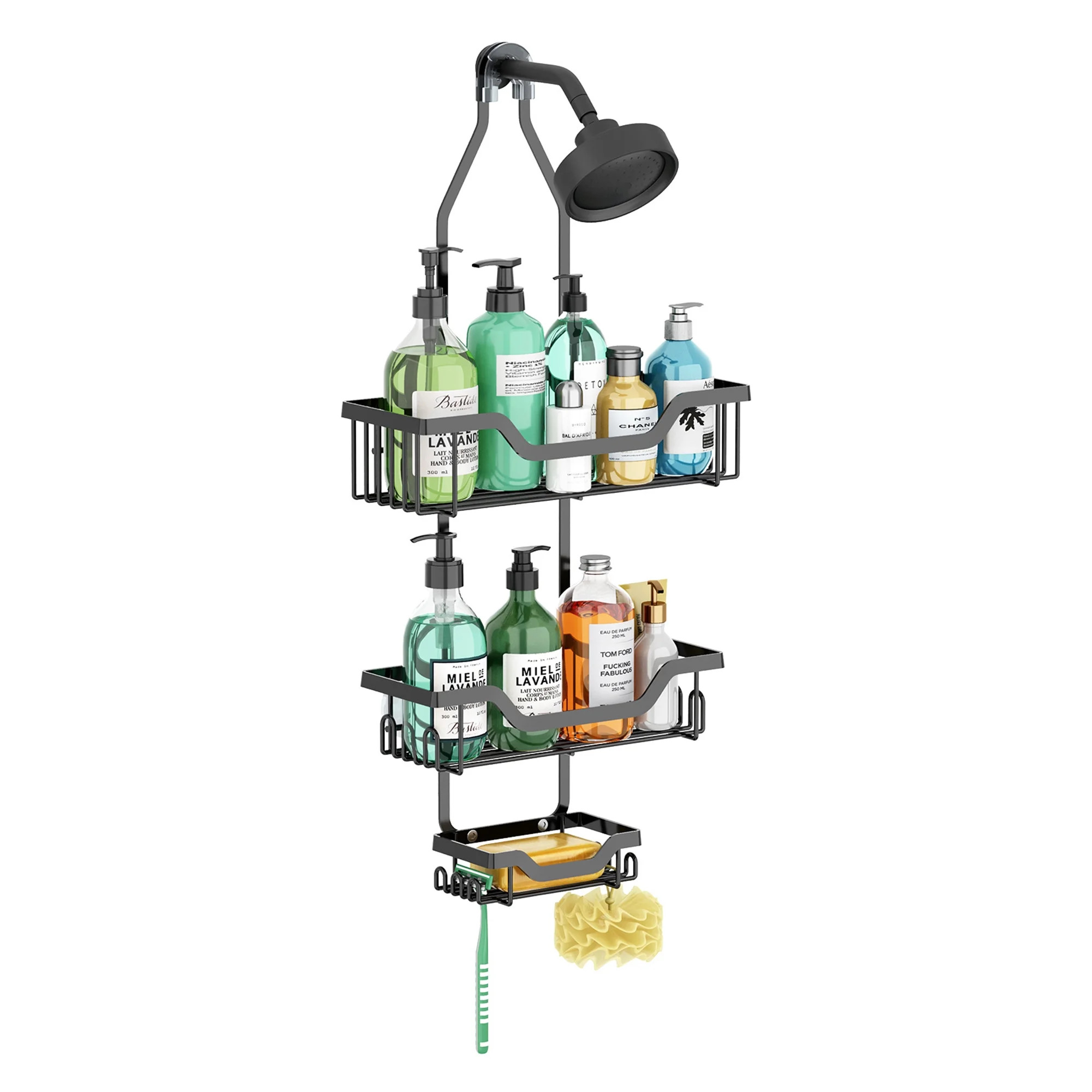 Junjian Hanging Shower Caddy, Anti-Swing Shower Organizer with 10 Hooks, Stainless Steel Shower S... | Walmart (US)