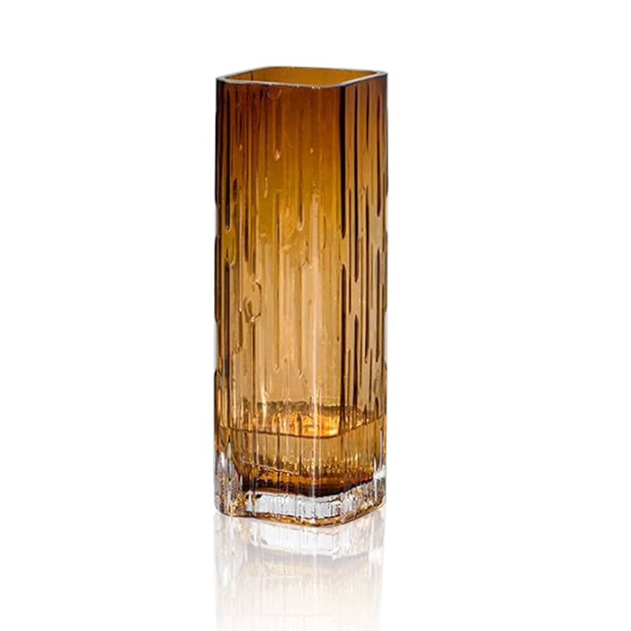 Modern Minimalist Glass Square vase, Crystal Glass vase, vase, Dry vase (Amber) | Amazon (US)