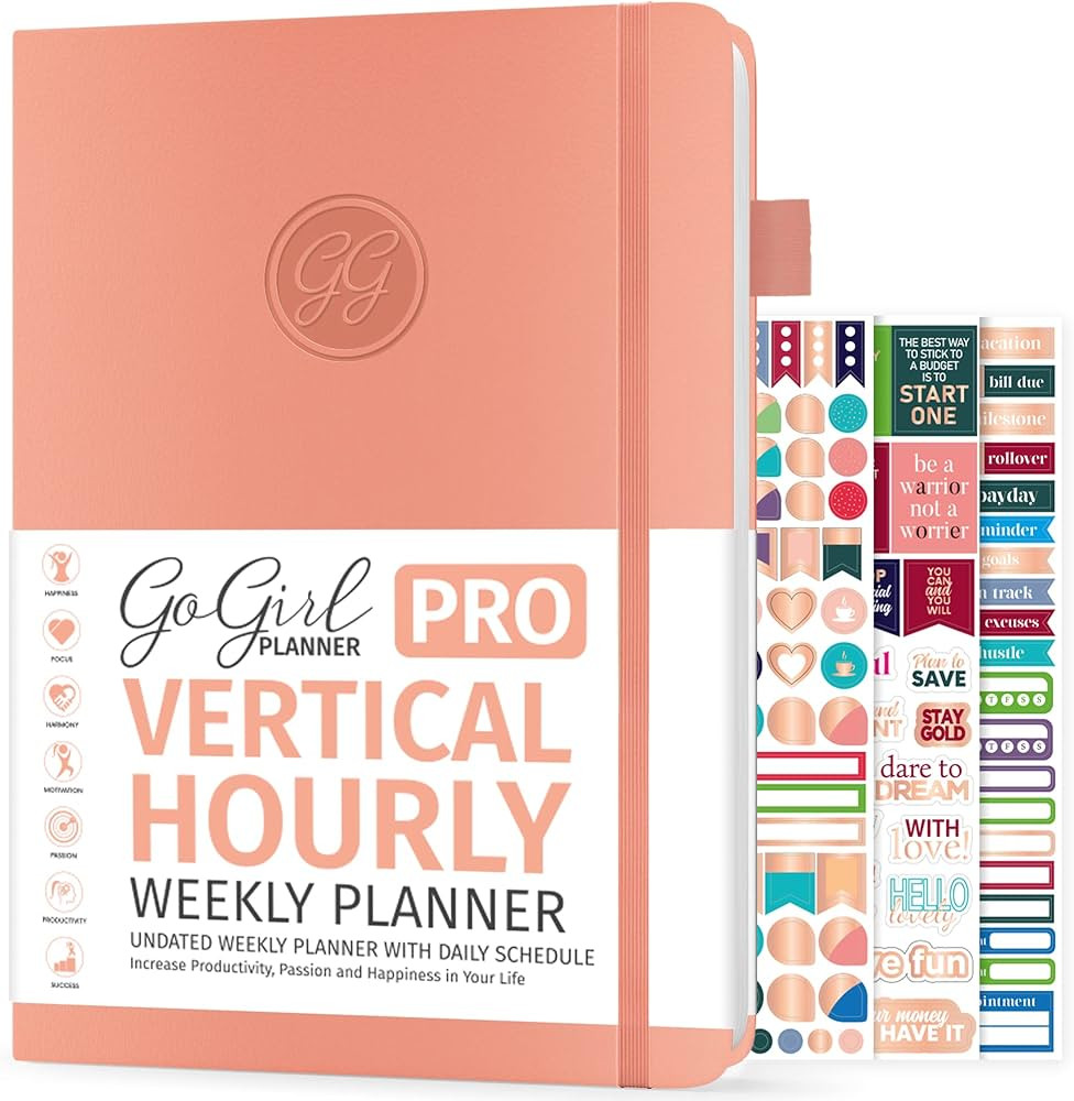 GoGirl Planner PRO Schedule - Undated Planner with Hourly Time Slots, Monthly, Weekly & Daily Org... | Amazon (US)