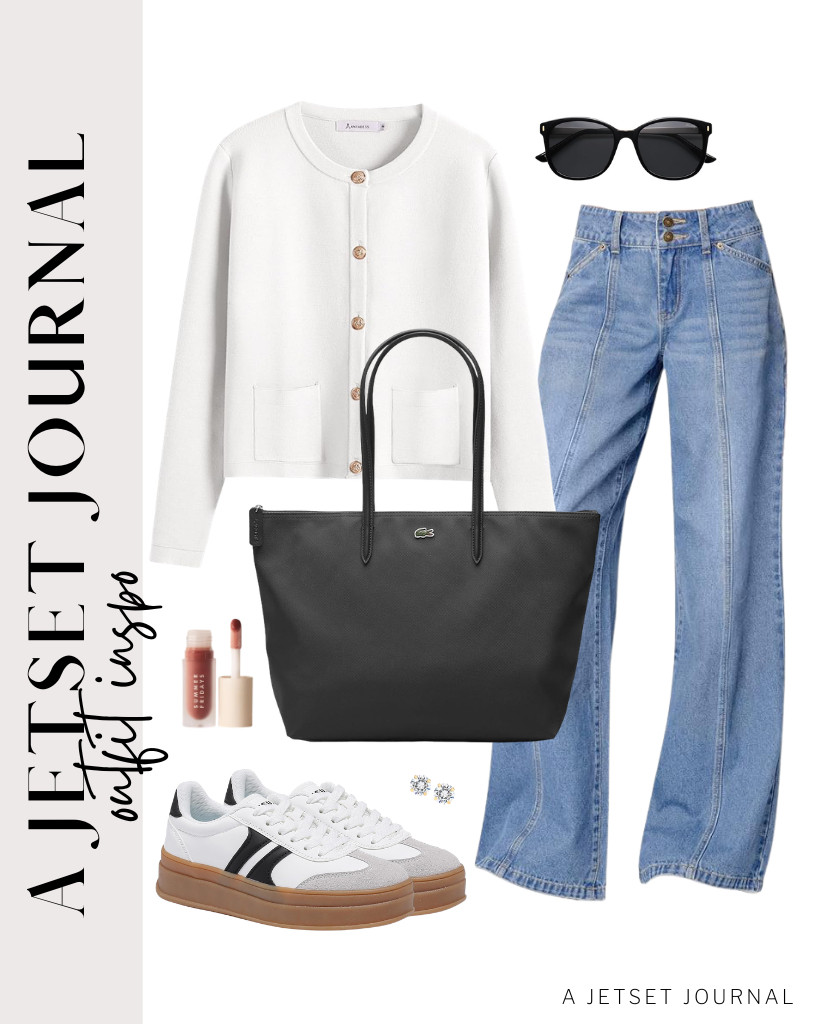 This white ANRABESS button-down cardigan is perfect for Sidefeel high-waisted stretchy jeans. To style, you can use this Lacoste bag and these stylish fashion sneakers. Finish the look with Summer Fridays Dream Lip Oil.

#LTKSeasonal #LTKSaleAlert #LTKTravel
 

 