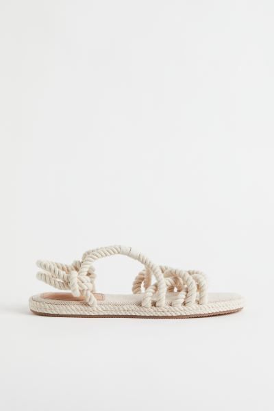 Sandals in thick, twisted rope with knot at each side. Canvas insoles in a linen and cotton blend... | H&M (US + CA)