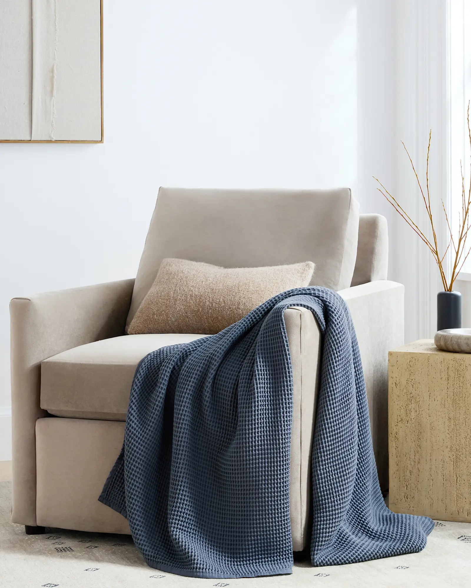 Organic Waffle Throw in Mineral | Quince