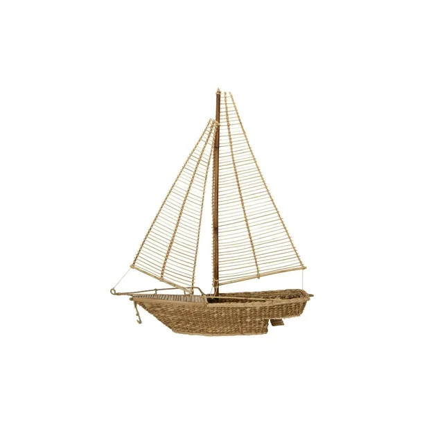 Creative Co-Op Handwoven Water Hyacinth & Rattan Sailboat - Walmart.com | Walmart (US)