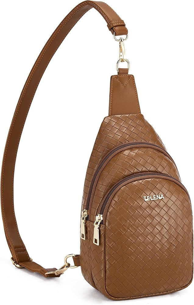Telena Small Sling Bag for Women Leather Crossbody Fanny Packs Chest Bag for Women | Amazon (US)