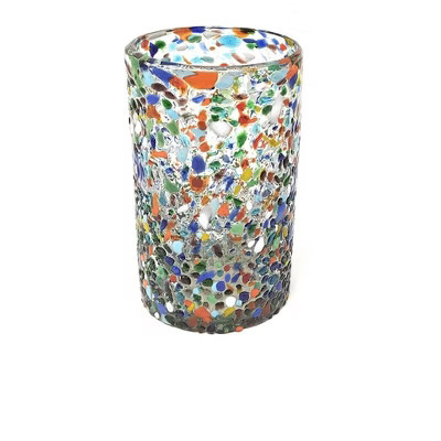 Dos Sueños Mexican Hand Blown Drinking Glasses - Confetti Rock Design - 14oz - Single Glass | Target