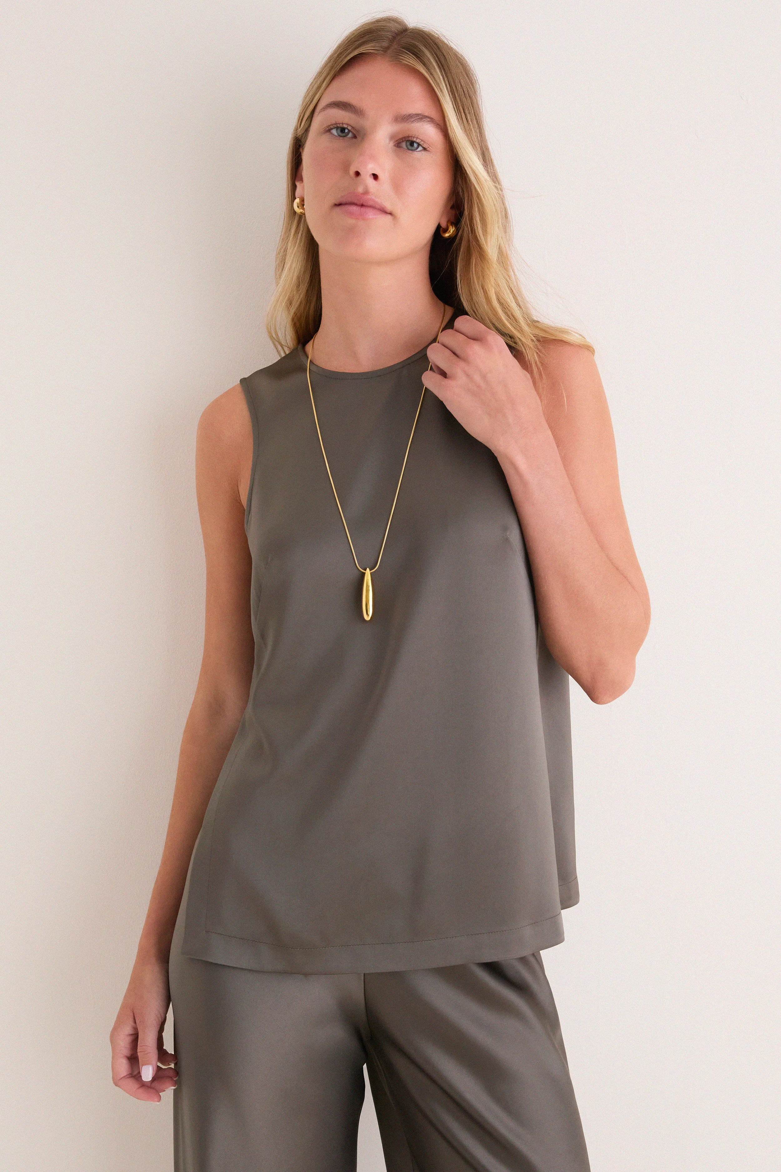 Taupe Satin Maxime Top | Tuckernuck (US)