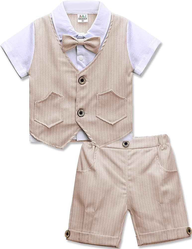 A&J DESIGN Baby & Toddler Boys Gentleman Bowtie Outfits Shorts Sets | Amazon (US)