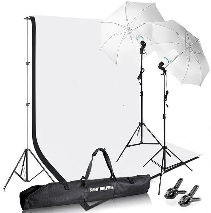 SLOW DOLPHIN Photography Photo Video Studio Background Stand Support Kit with Muslin Backdrop Kit... | Amazon (US)