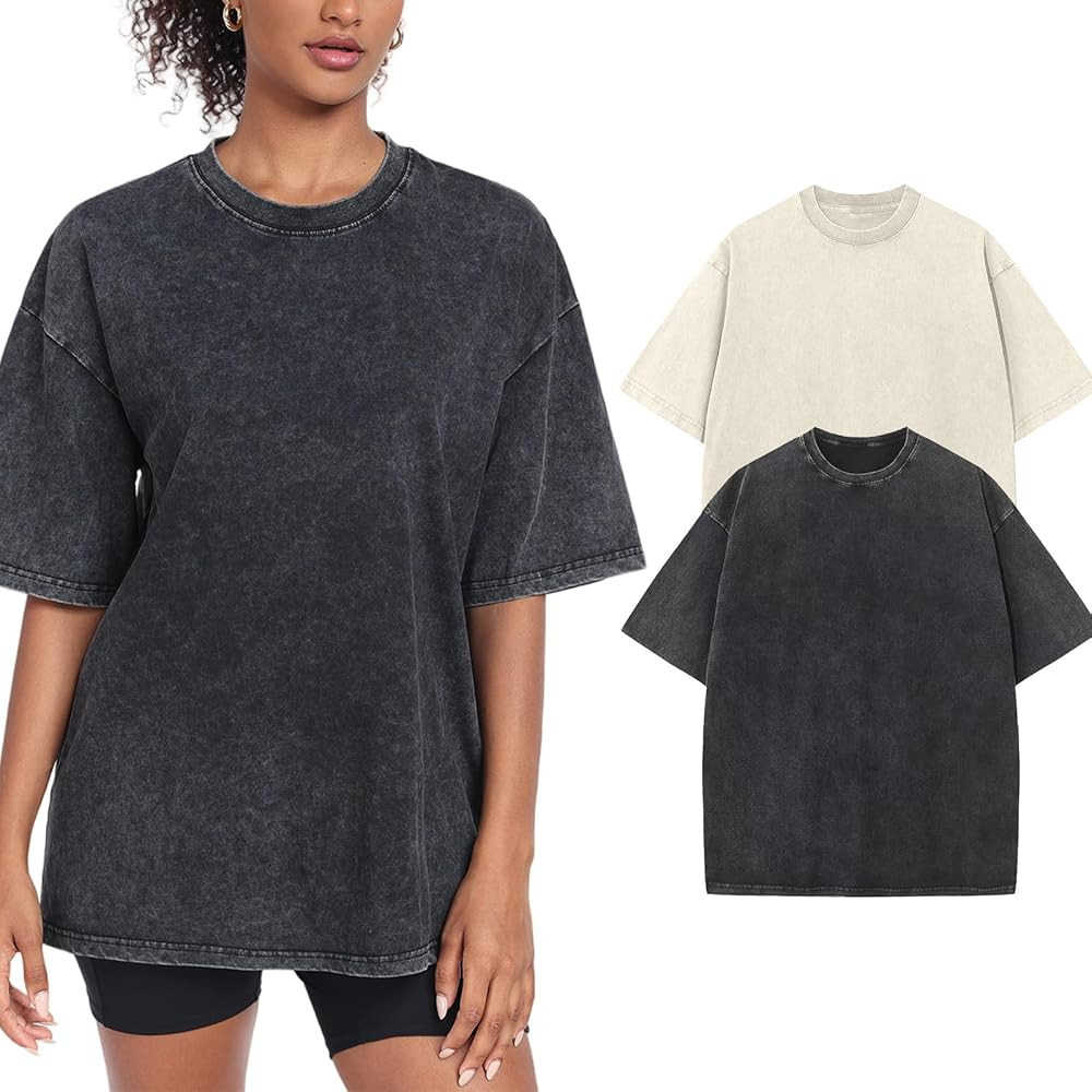Womens Washed Vintage Oversized T-Shirt Baggy Workout Tops Short Sleeve Cotton Tshirts Streetwear... | Amazon (US)