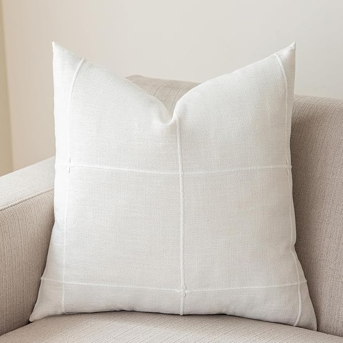 vctops Rustic Lattice Cotton Linen Decorative Throw Pillow Cover Embroidery Square Cushion Cover ... | Amazon (US)