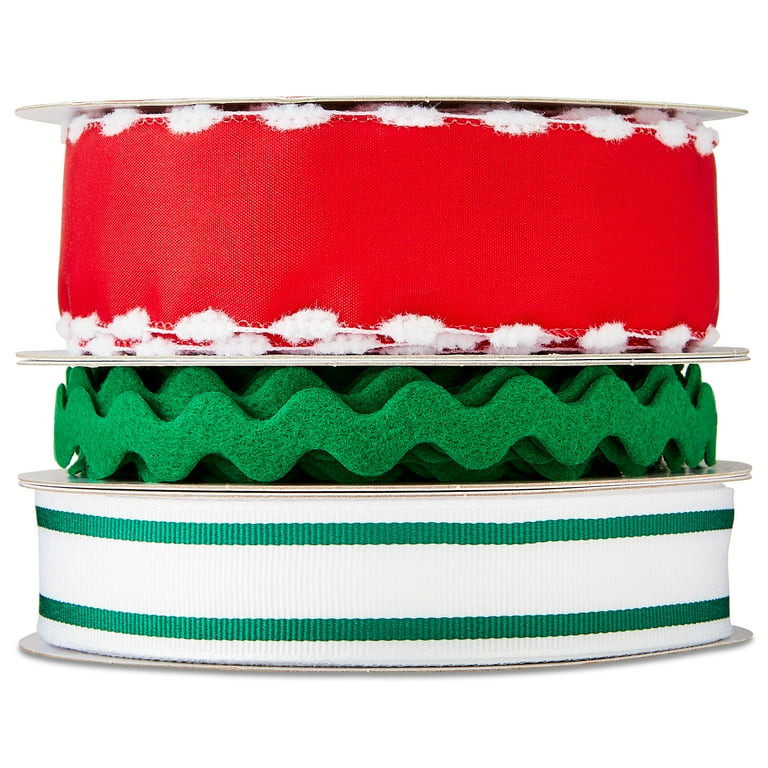 Assorted Red, White, and Green Christmas Ribbons, 18', 3 Count, by Holiday Time | Walmart (US)