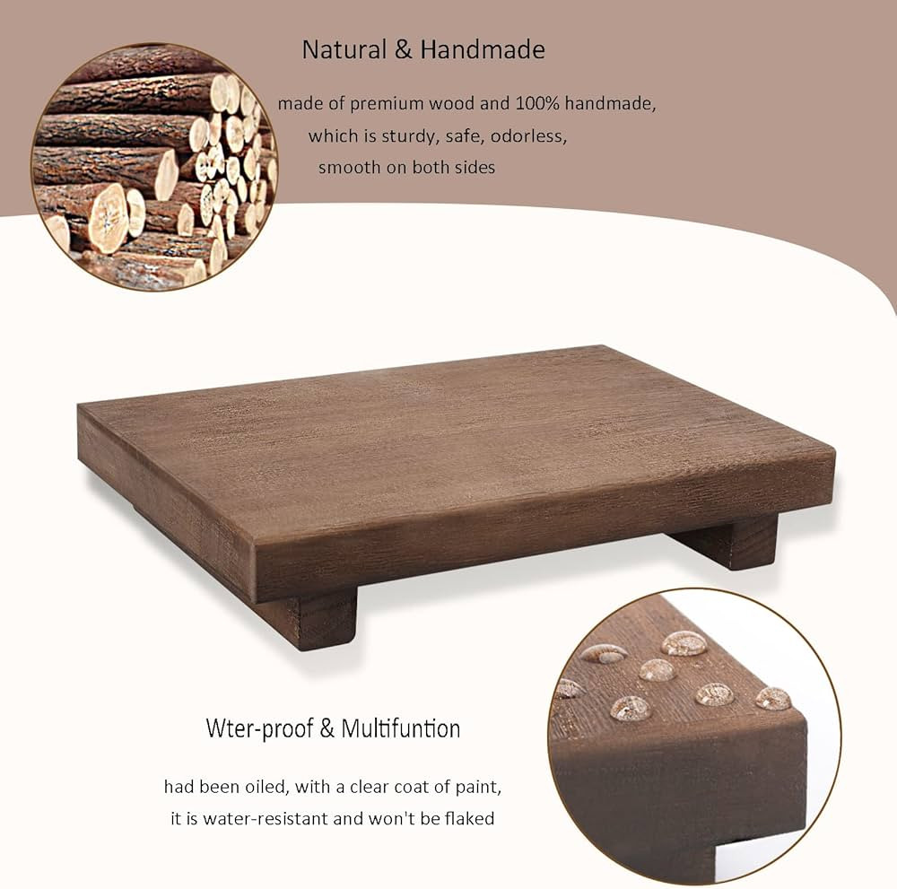 Small Bathroom Counter Organizer Wooden Decorative Trays Rectangular Cosmetic Holder for Kitchen,... | Amazon (US)