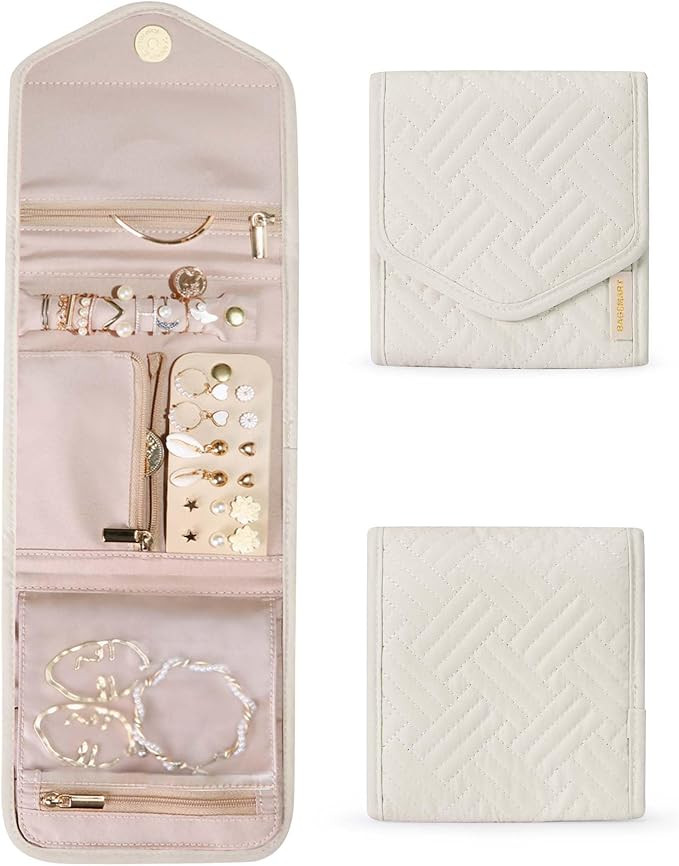 BAGSMART Travel Jewelry Organizer Case Foldable Jewelry Roll for Journey-Rings, Necklaces, Earrin... | Amazon (US)