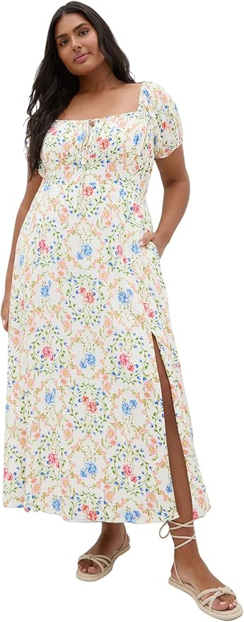City Chic Plus Size Dress - Abbie Short Sleeve Bouquet Print Maxi | Amazon (US)