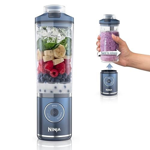 Ninja Blast Max, Portable Blender + Twist & Go, Personal Smoothie, Blend, Ice Crush, 3 Programs, Cordless, 22 oz removable Vessel, Dishwasher Safe, Leakproof, Navy, BC251NV | Amazon (US)