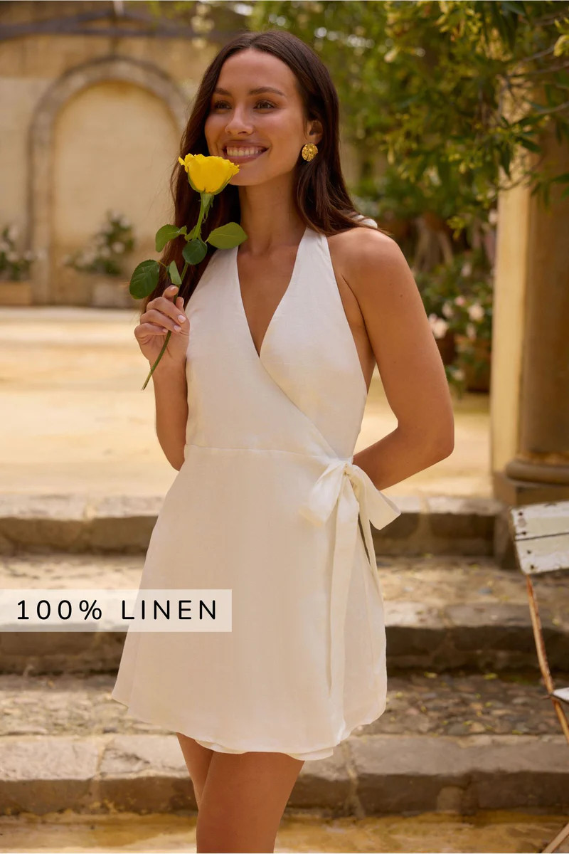 Lucia 100% Linen Mini Dress White | Fortunate One