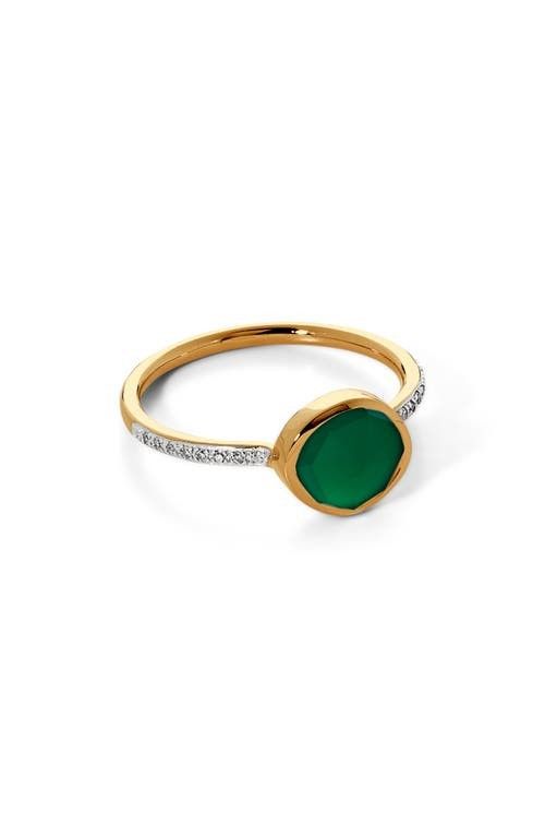 Monica Vinader Siren Green Onyx & Diamond Stacking Ring in Gold at Nordstrom, Size 6.5 | Nordstrom