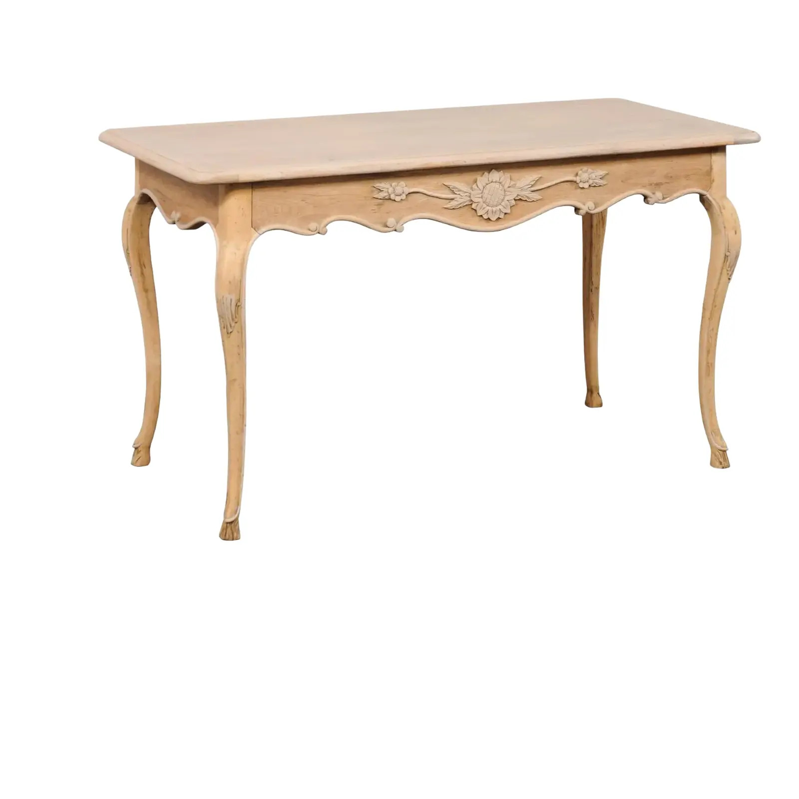 Mid 20th Century A Lovely French Desk With Sunflower Motif + Single Drawer | Chairish