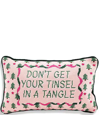 Holiday Collection Tinsel In A Tangle Needlepoint Pillow | Dillard's