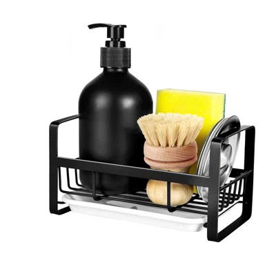 Black Stainless Steel Kitchen Sink Caddy for Organization | Wayfair Professional