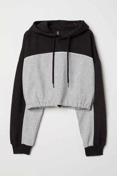 H & M - Short Hooded Sweatshirt - Black | H&M (US + CA)