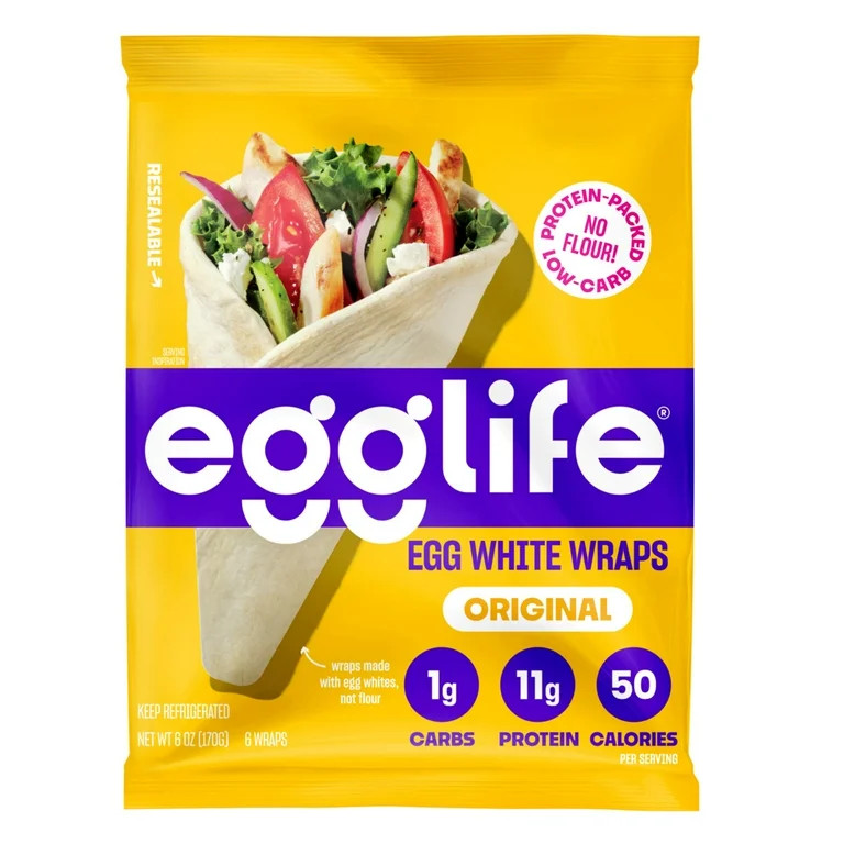Egglife Original Egg White Wrap, Gluten Free Refrigerated Flourless Tortilla Wraps, 6 oz, 6 Count | Walmart (US)