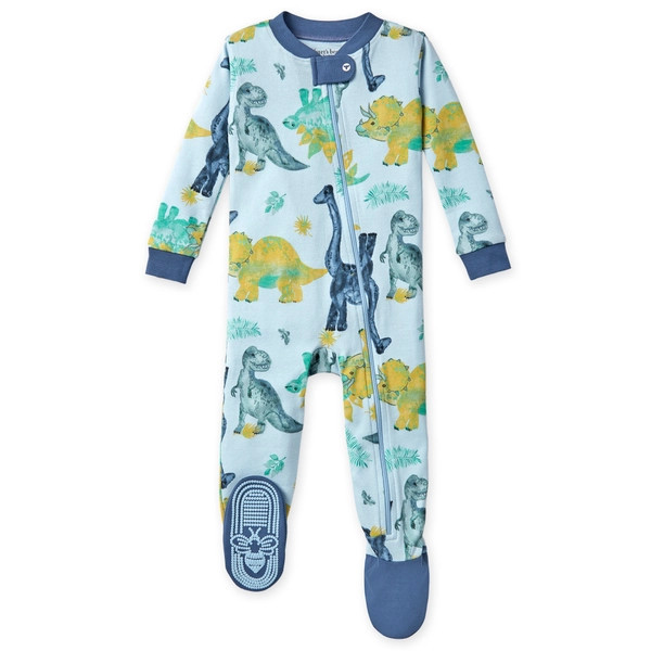 Mega Dino Friends Snug Fit Organic Pajamas - Glass - 12 Months | Burts Bees Baby