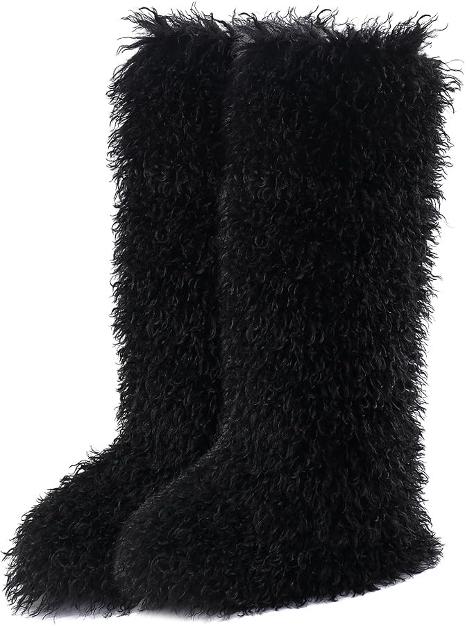 Valpeak Faux Fur Tall Furry Boots for Womens,Long Winter Boots for Girls,Mongolian Fluffy Boots f... | Amazon (US)